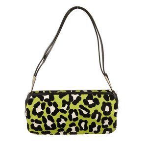Bottega Veneta Vintage Green Leopard Pochette Handbag